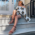 Embroidered Flower Woolen Sweater & Wide Leg Shorts Set