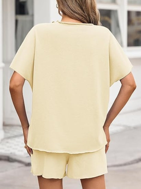 Oversized Short Sleeve Top & High Waisted Shorts Set