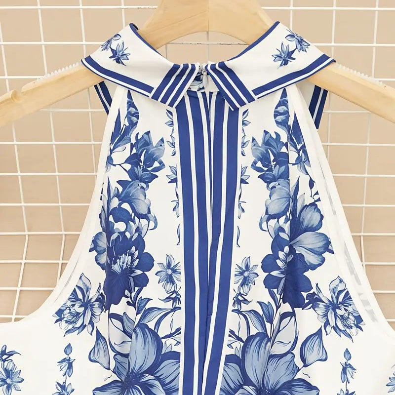 Floral Halter Maxi Dress with Tie Waist