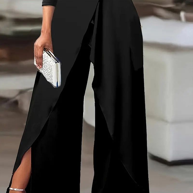 One-Shoulder Jumpsuit with Pleated Waist