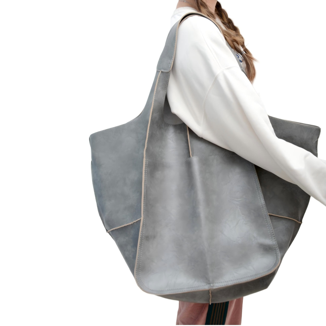 Retro PU Leather Tote Bag - Large Capacity Shoulder Bag