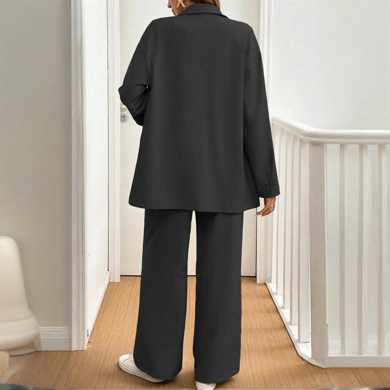 Button-Down Shirt & Elastic Waist Pants Set