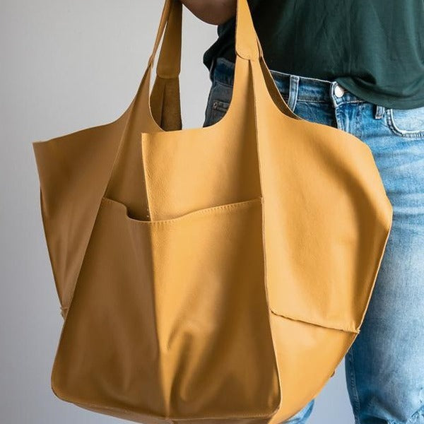 Retro PU Leather Tote Bag - Large Capacity Shoulder Bag