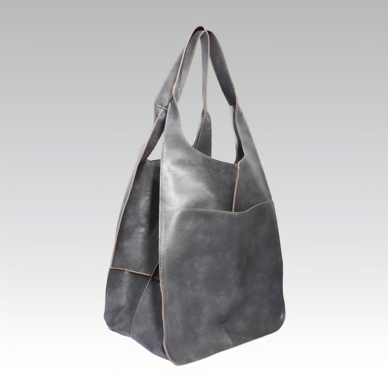 Retro PU Leather Tote Bag - Large Capacity Shoulder Bag