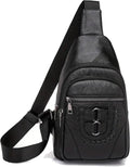 Multi-Pocket Crossbody Sling Bag - Vegan Leather