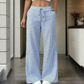 Striped Wide Leg Pants with Tie Waist