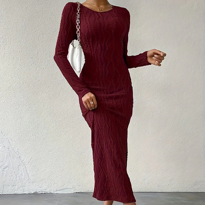 Ribbed Bodycon Midi Dress with Side Slit