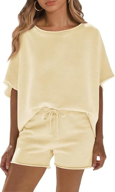 Oversized Short Sleeve Top & High Waisted Shorts Set