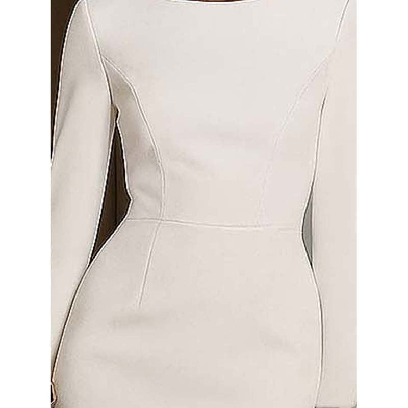 Pearl Accent Bodycon Midi Dress with Sleeve Split
