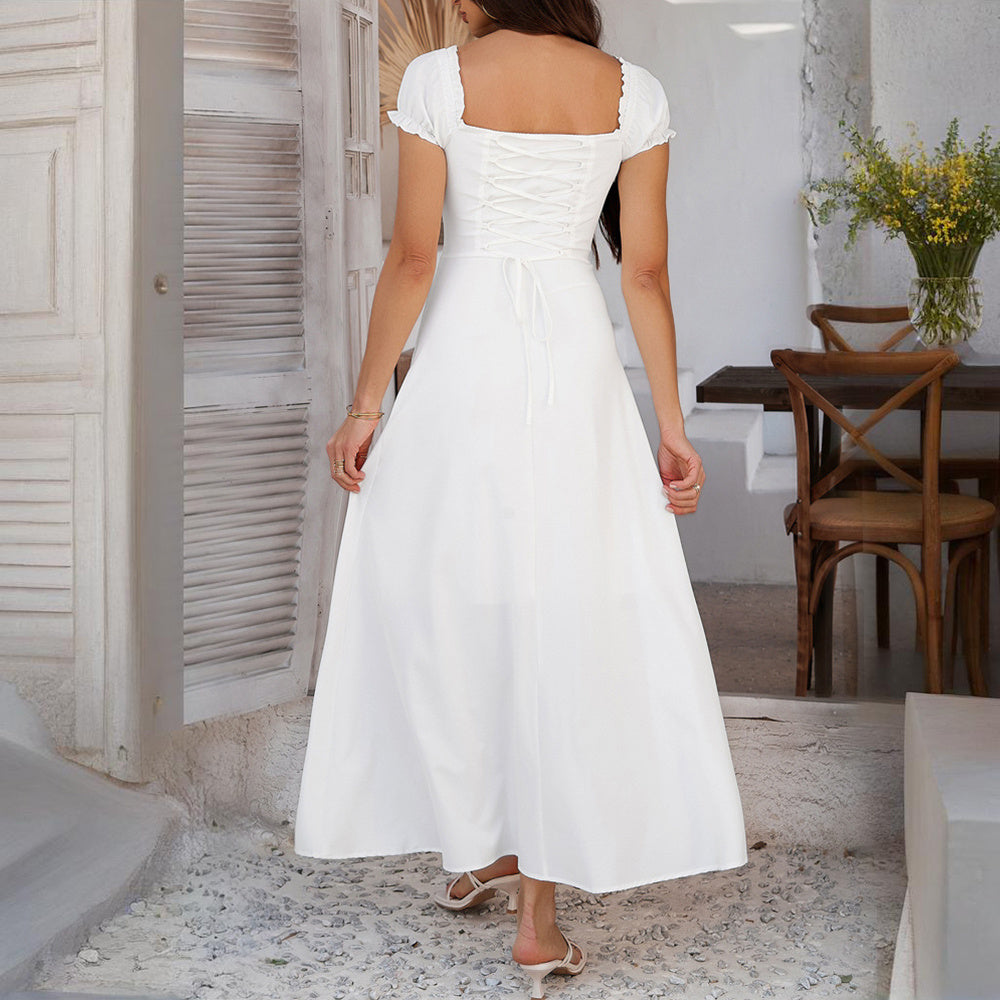 Bohemian Backless Maxi Dress with Belt