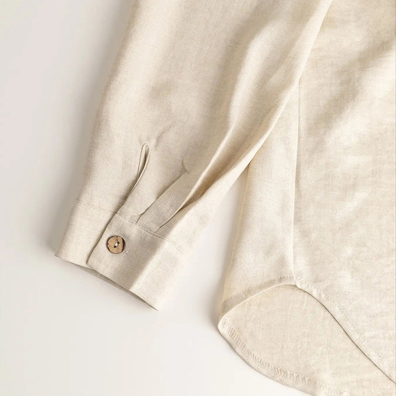 Lapel Button-Up Shirt & Drawstring Pants Set