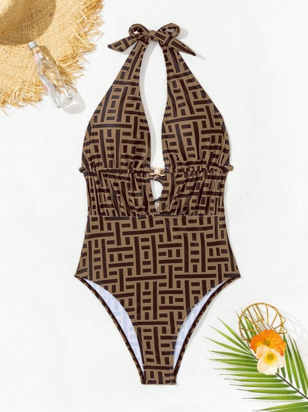 Two-Piece Casual Swimsuit - Floral Print