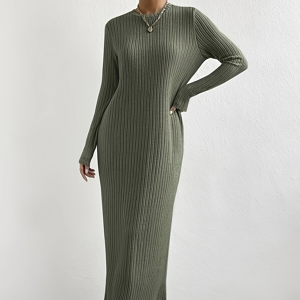Ribbed Long Sleeve Bodycon Dress