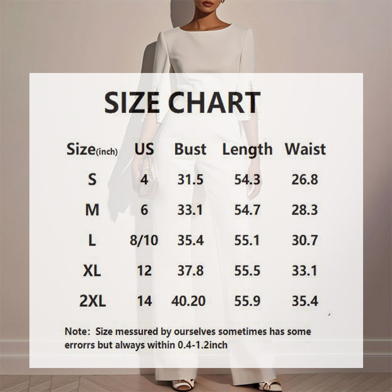 Elegant Round Neck Jumpsuit with Pearl Accents