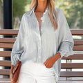 Striped Long Sleeve Shirt with Knit Cuff Detail