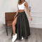 Women Two Piece Outfits Summer Cropped Vest Top High Waisted Slit Skirt Casual Matching Sets