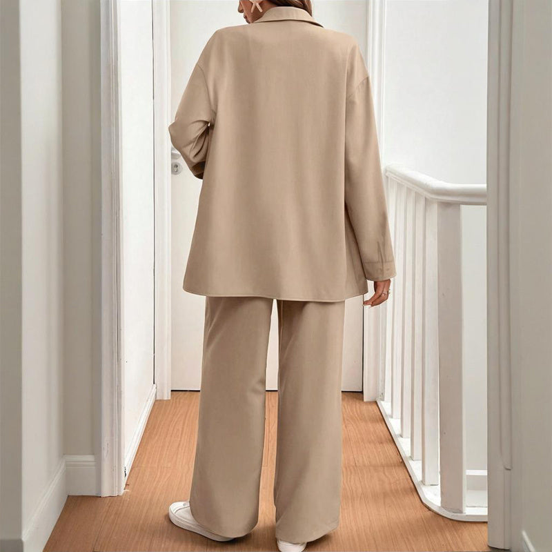 Button-Down Shirt & Elastic Waist Pants Set