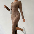 Ribbed Bodycon Midi Dress with Side Slit