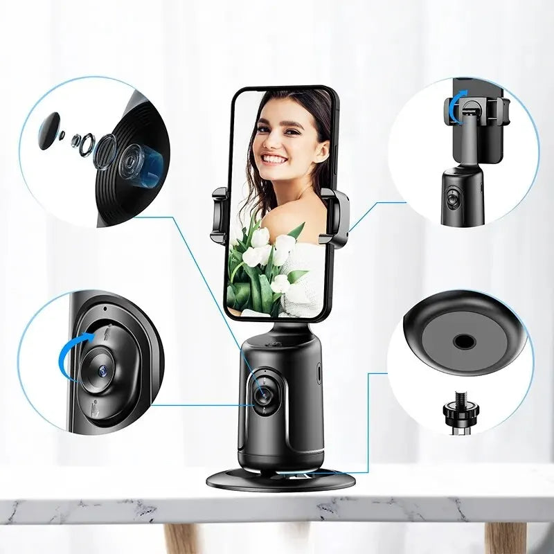 360° Auto Face Tracking Gimbal - AI Smart Phone Holder & Stabilizer
