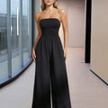 Strapless Wide Leg Jumpsuit with Pleats