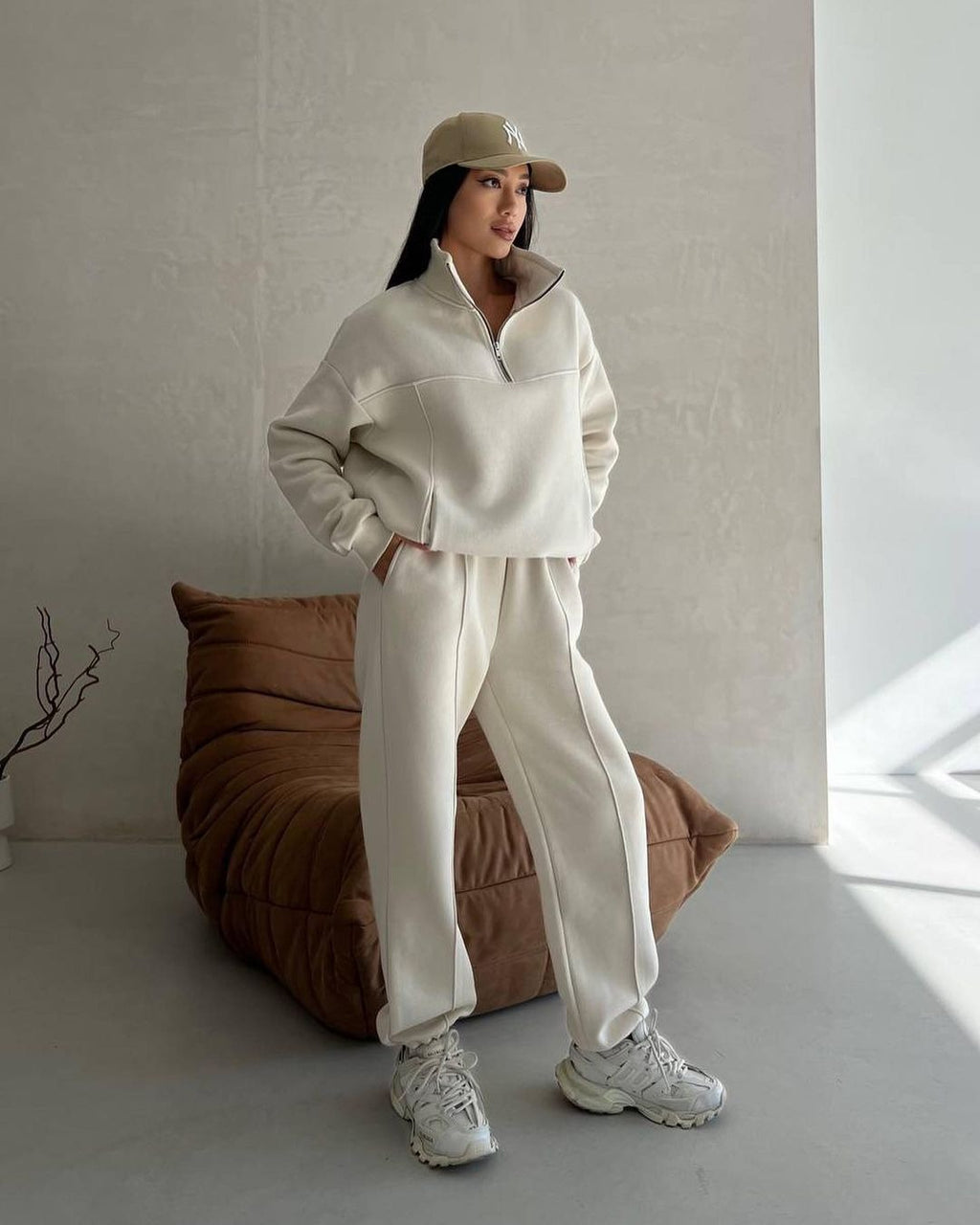 Y2K Contrast Tracksuit - Zipper Jacket & Pants Set