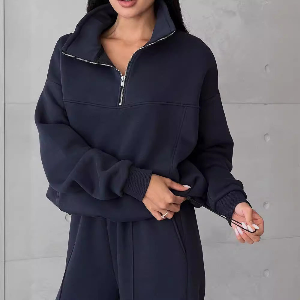 Y2K Contrast Tracksuit - Zipper Jacket & Pants Set